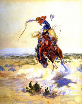 Indiana Cowboy Painting - a bad hoss 1904 Charles Marion Russell Indiana cowboy